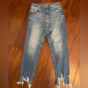American Eagle Mom Jean Distressed Blue Jeans